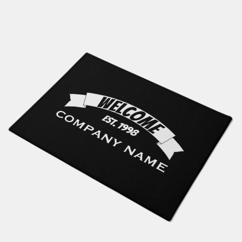 Welcome Banner Ribbon Company Name Doormat