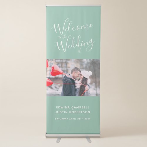 Welcome banner script personalized photo green