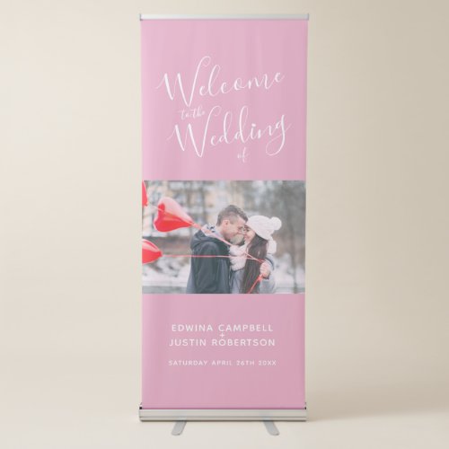 Welcome banner script personalized pink photo