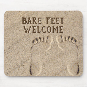 Welcome Bare Feet Footprints In Sand Mouse Pad