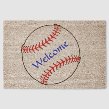 Welcome Baseball Coir Mat