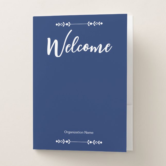Welcome Basic Custom Blue Pocket Folder (Front)