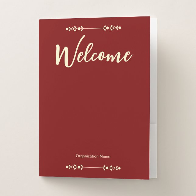 Welcome Basic Custom Deep Red Pocket Folder (Front)