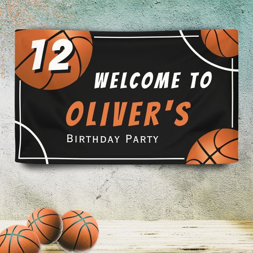 Welcome Basketball Sports Kids Birthday Party Banner