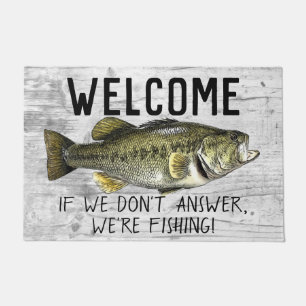 Welcome Bass Fishing Funny Cottage Family Doormat