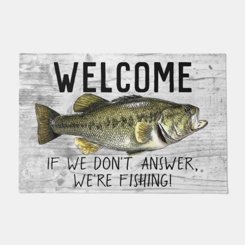 Welcome Bass Fishing Funny Cottage Family Doormat