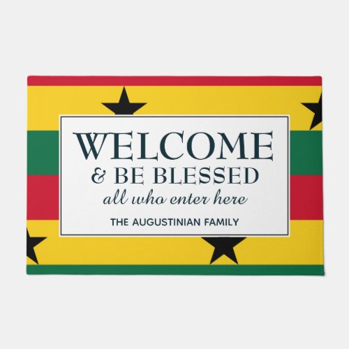 WELCOME BE BLESSED  Flag of GHANA Doormat