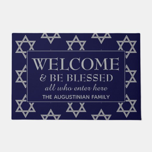 WELCOME BE BLESSED Star of David HANUKKAH Doormat