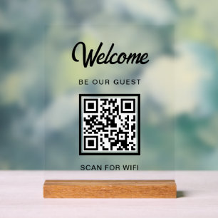 Welcome Be Our Guest Scan For QR Code Wifi Acrylic Sign