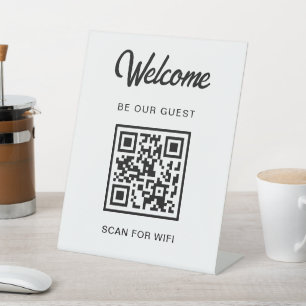 Welcome Be Our Guest Scan For QR Code Wifi Pedestal Sign