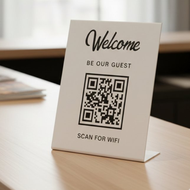 Welcome Be Our Guest Scan For QR Code Wifi Pedestal Sign (Creator Uploaded)