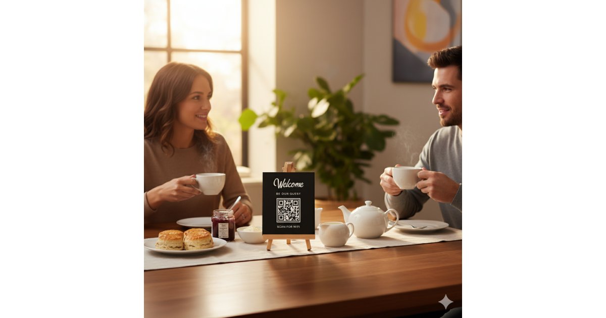 Welcome Scan Image Welcome Be Our Guest Scan For QR Code Wifi Plaque | Zazzle