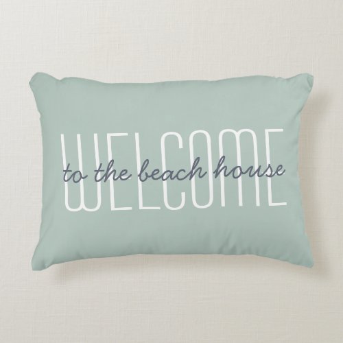 Welcome Beach House Vacation Home Decor Quote Cute Accent Pillow
