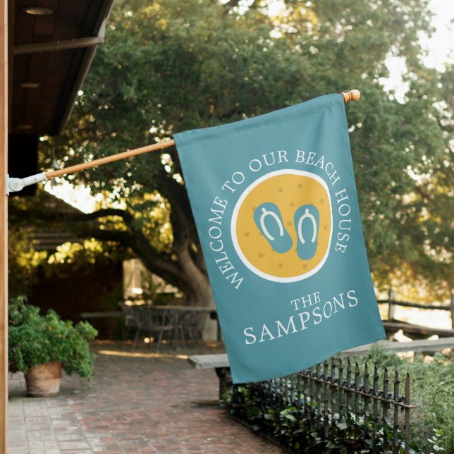 WELCOME Beach House with Sandals Flag (In SItu)