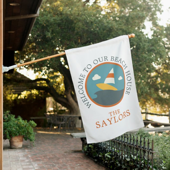 WELCOME Beach House with Wind Surfing Flag (In SItu)