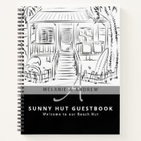 WELCOME BEACH HUT Guestbook Monogram Simple Notebook