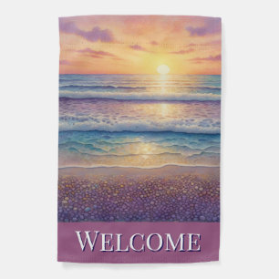 Welcome Beach Scene Garden Flag