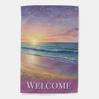 Welcome Beach Scene Garden Flag