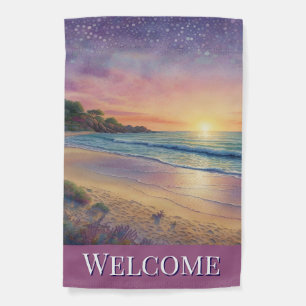 Welcome Beach Scene Garden Flag