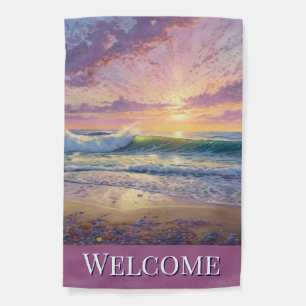 Welcome Beach Scene Garden Flag