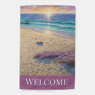 Welcome Beach Scene Garden Flag