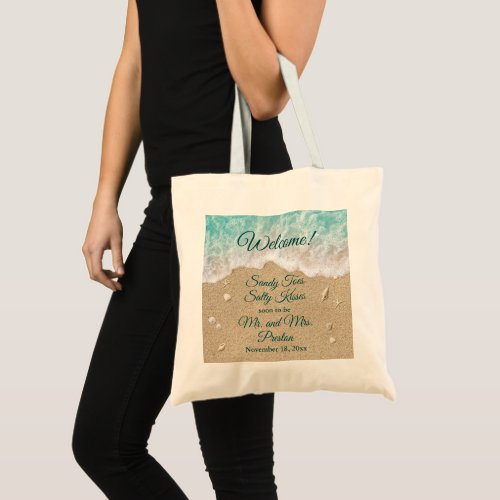 Welcome Beach Waves Sandy Toes Tote Bag