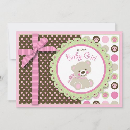 Welcome Bear Girl Invitation Card