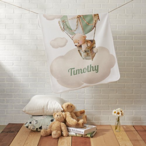 Welcome Bear Green Baby Baby Blanket