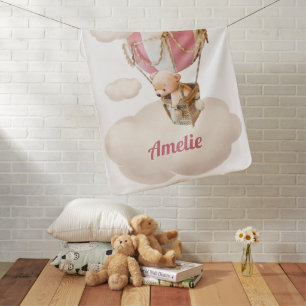 Welcome Bear Pink Baby Baby Blanket