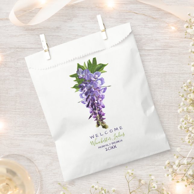 Welcome Beautiful Wisteria Flowers Custom Name Favor Bag (Clipped)