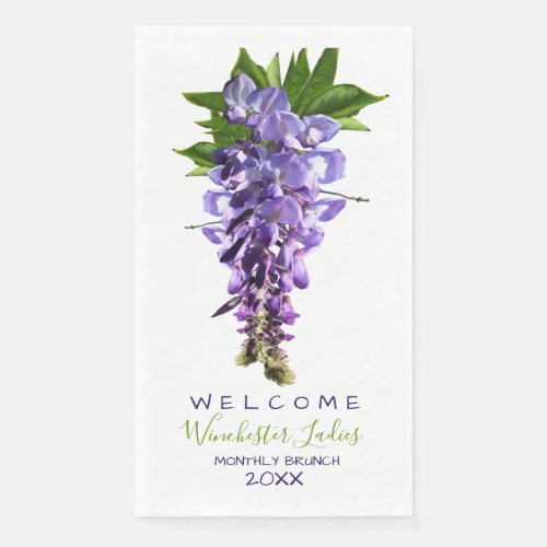 Welcome Beautiful Wisteria Flowers Custom Name Paper Guest Towels