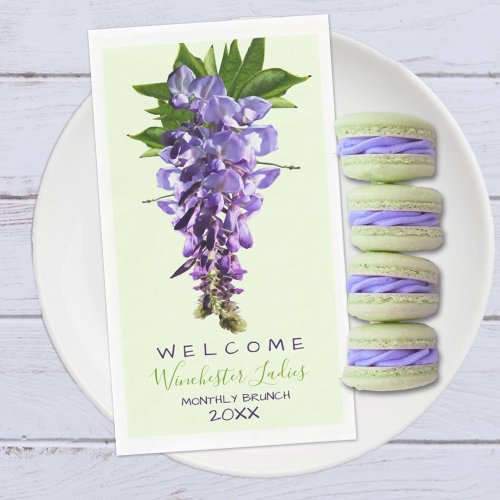 Welcome Beautiful Wisteria Flowers Custom Name Paper Guest Towels