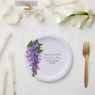 Welcome Beautiful Wisteria Flowers Custom Name Paper Plates