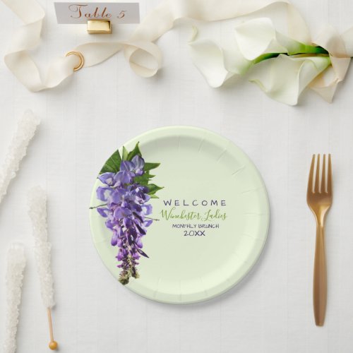 Welcome Beautiful Wisteria Flowers Custom Name  Paper Plates