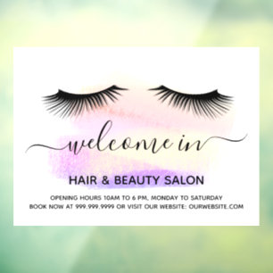 Welcome beauty salon rose gold eye lashes window c cling