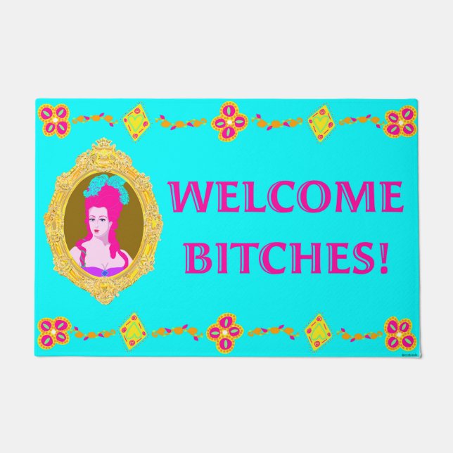 Welcome Bi%@%es Funny Colorful Doormat (Front)