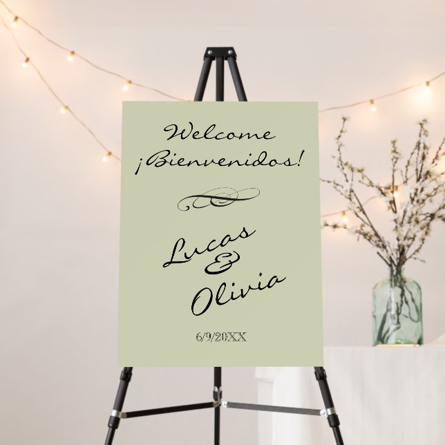 Welcome Bienvenidos wedding sign bilingual Spanish (In Situ (Stand))