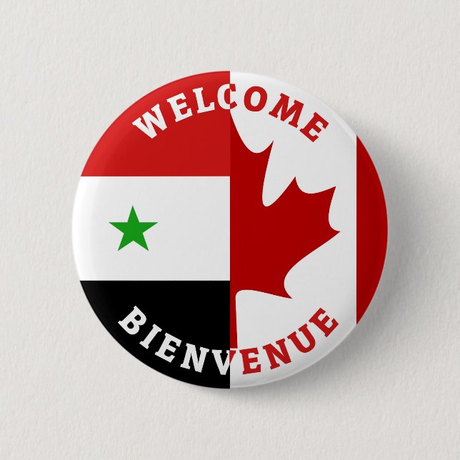 Welcome Bienvenue Syrians Button (Front)