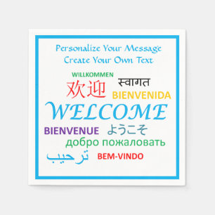 Welcome Bienvenue Willkommen Personalize Napkins