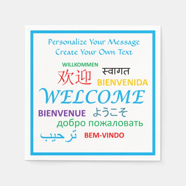 Welcome Bienvenue Willkommen Personalize Napkins (Front)