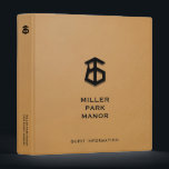 Welcome Binder for Vacation Rental<br><div class="desc">Make a stylish and professional first impression with this Welcome Binder for Vacation Rental Management in camel. The sleek design showcases a black logo with the house name displayed below in classic black typography, adding a touch of elegance to your guest experience. The lower thirds provide ample space to include...</div>