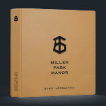 Welcome Binder for Vacation Rental<br><div class="desc">Make a stylish and professional first impression with this Welcome Binder for Vacation Rental Management in camel. The sleek design showcases a black logo with the house name displayed below in classic black typography, adding a touch of elegance to your guest experience. The lower thirds provide ample space to include...</div>