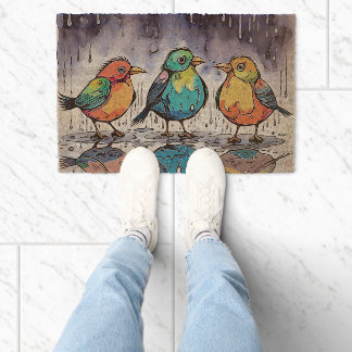 Welcome Birds Fiber Doormat