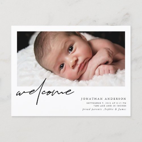 Welcome Birth Announcement  Thank You Postcard