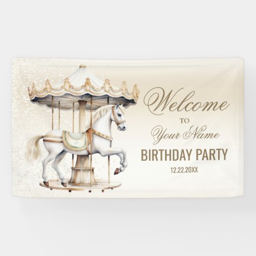 Welcome Birthday Party Merry Go Round Circus Banner