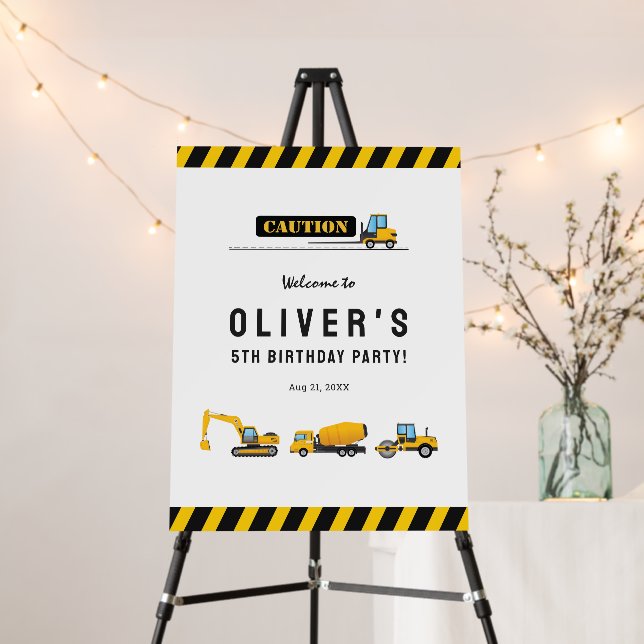 Welcome Birthday Party Sign Construction Theme (In Situ (Stand))