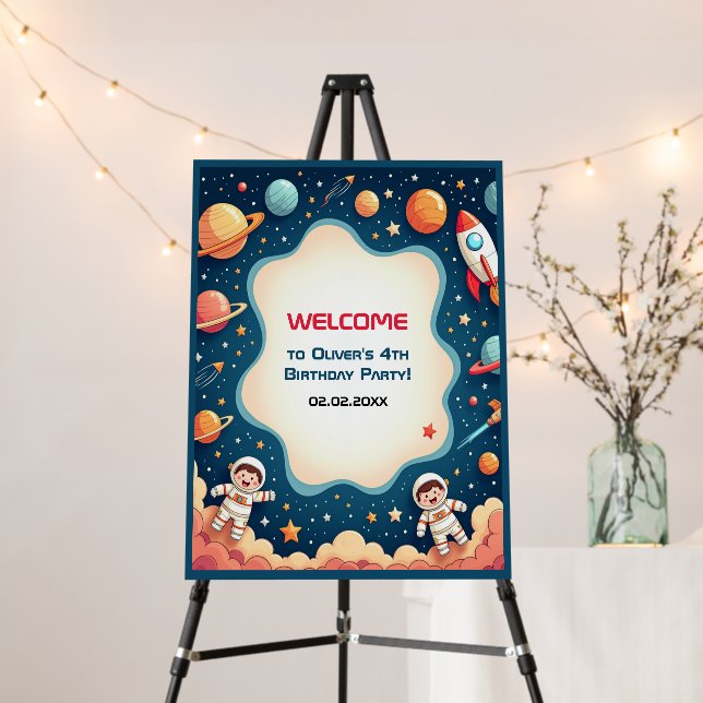 Welcome Birthday Space Boy Astronaut Adventure Foam Board (In Situ (Stand))