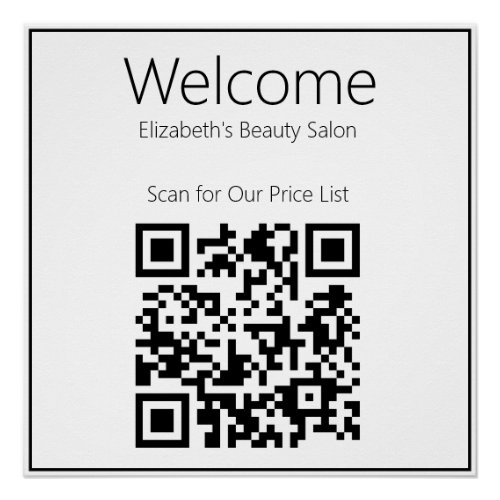 Welcome Black and White Business Scan QR Code  Poster