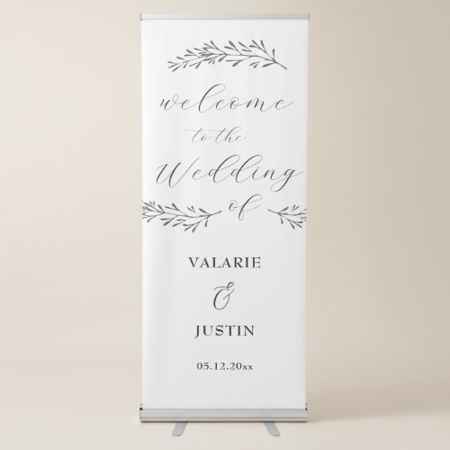 Welcome Black and White Elegant Script Wedding  Retractable Banner