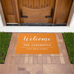 Welcome Black and White Personalized Family Name Doormat